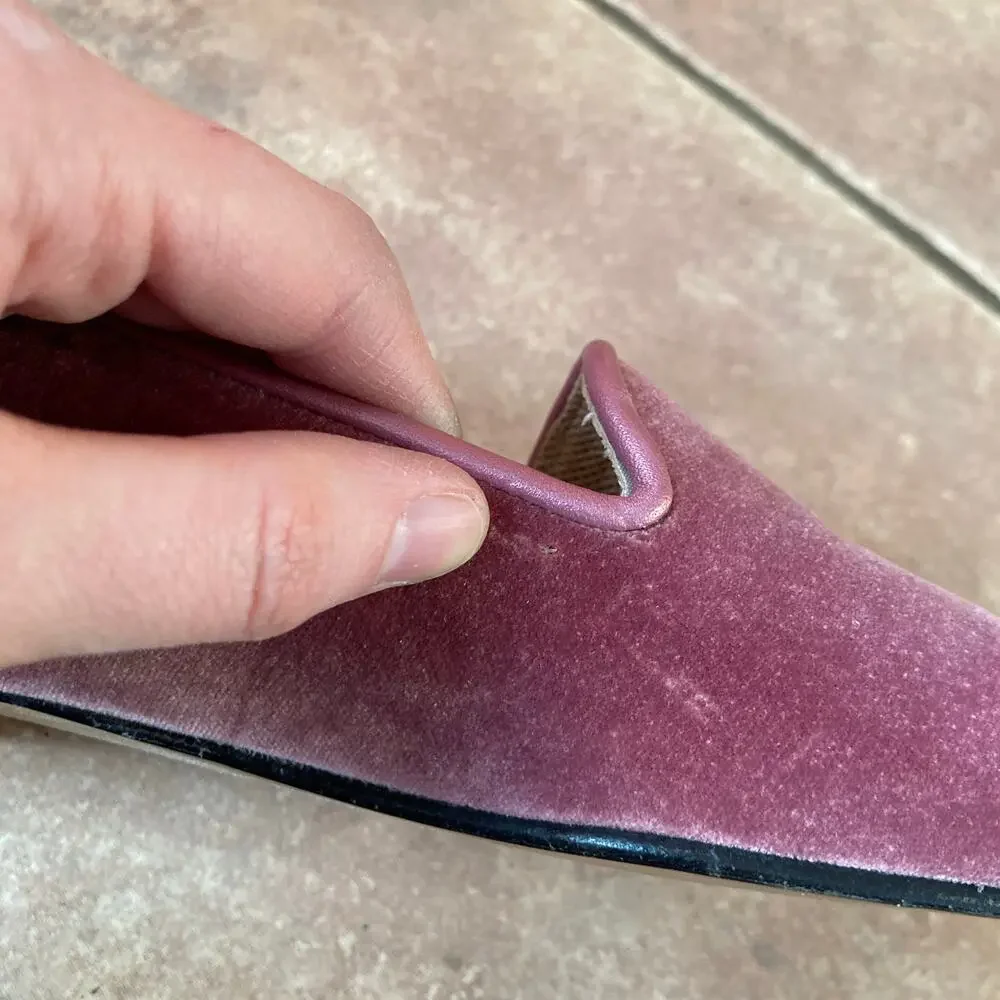 Jon Josef Womens Pink Velvet Vermont Ski Smoking Flat Gatsby Loafers Size 6 RARE